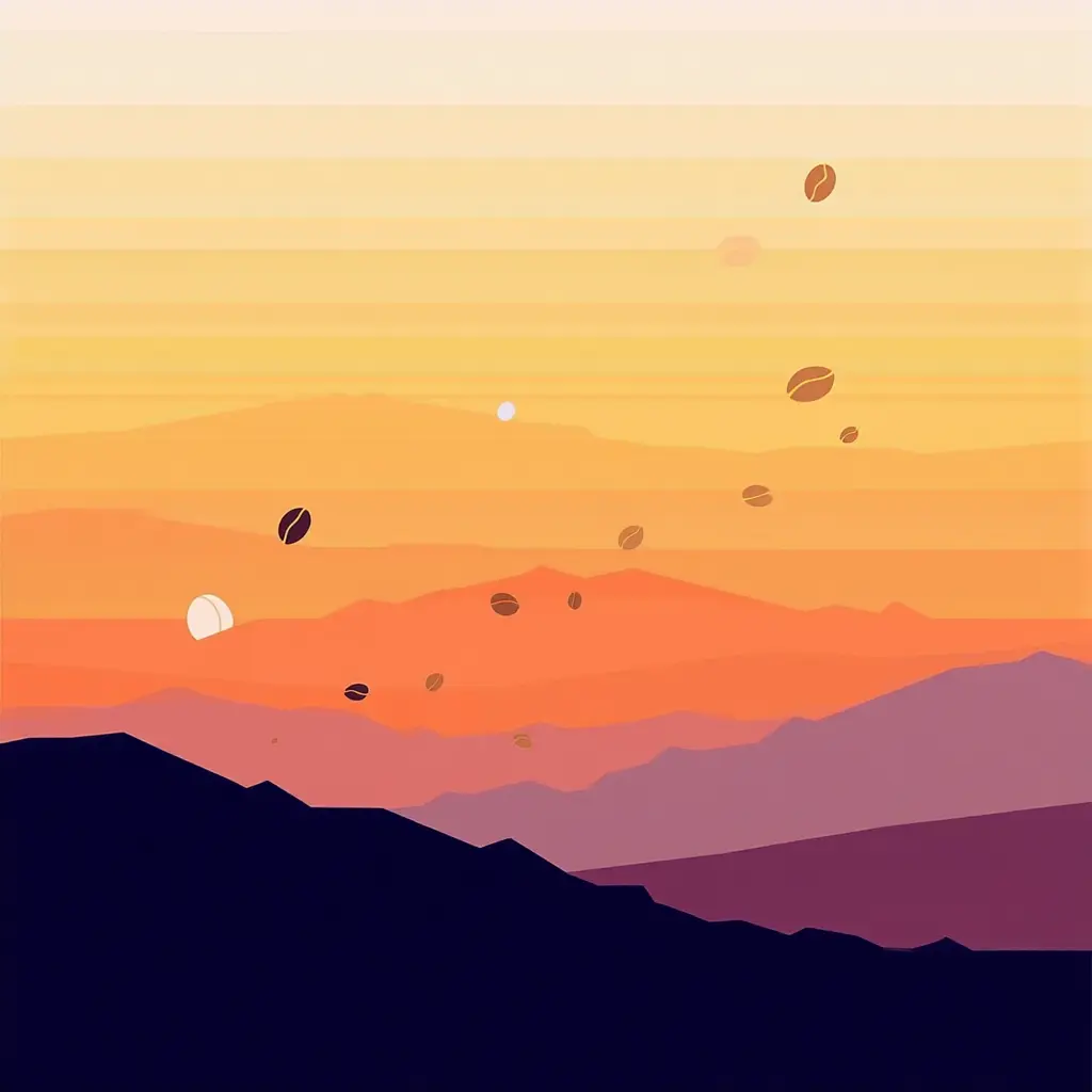 Abstract illustration of a sunrise with warm tones, representing the start of a morning routine